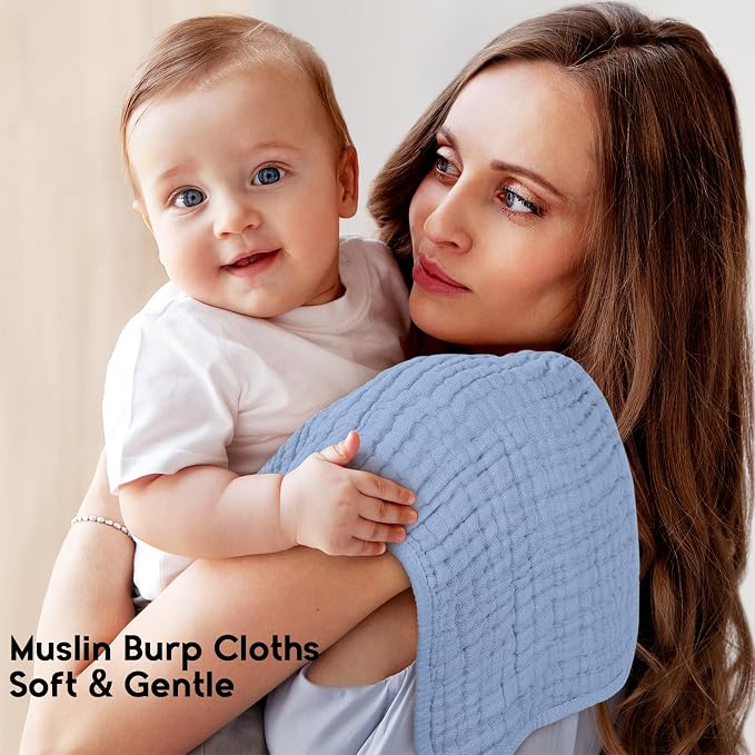 Muslin Burp Cloths for Baby 100% Cotton Burping Cloths for Boys Girls Large - Image 2