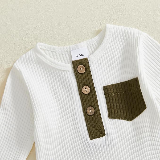 fhutpw Baby Boy Clothes 3 6 12 18 Months Ribbed Knitted Long Sleeve Romper and - Image 4