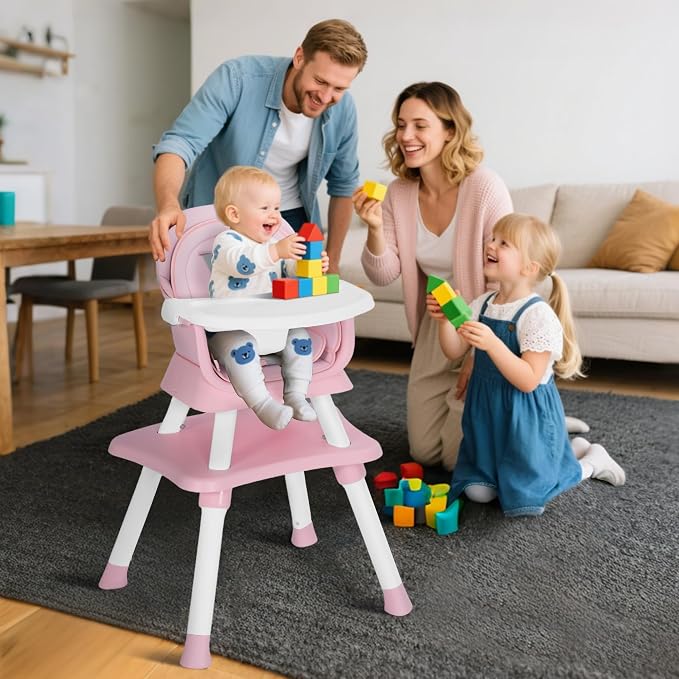 Baby High Chair, 8 in 1 Convertible Highchairs - Image 6