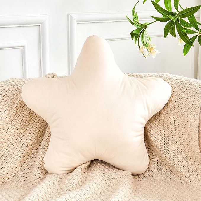 Beige Star Throw Pillow, Cute Star Pillow Room Decor, Soft 14.9" Star Shaped by XVTRU