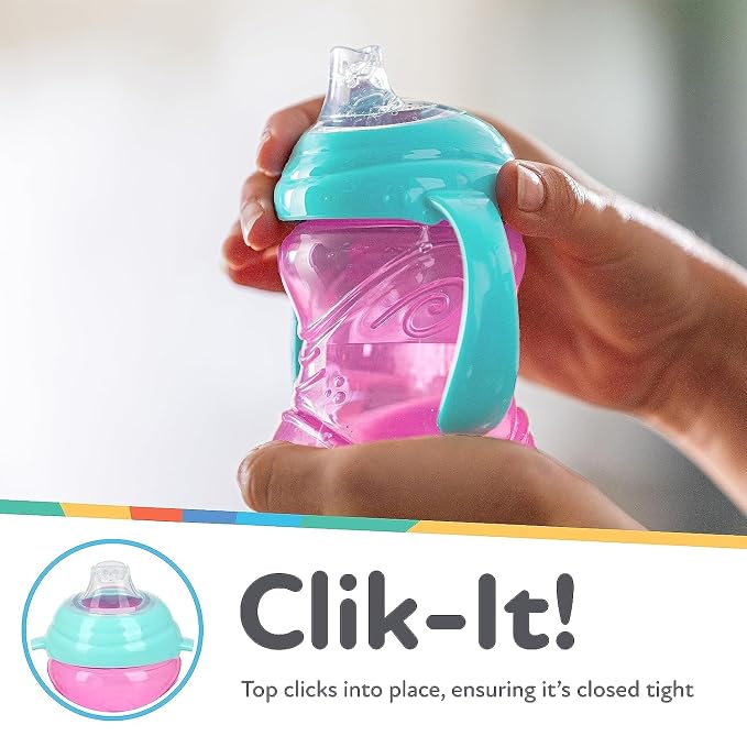 Nuby Clik-It Grip N' Sip Soft Spout No-Spill Training Sippy Cup - Image 3