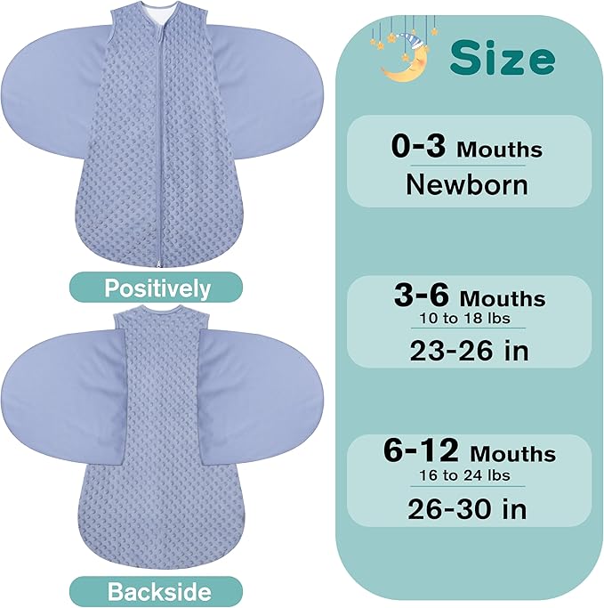 Fleece Newborn Sleep Sack Baby Swaddle, 3-Way Adjustable Wearable Blanket - Image 5
