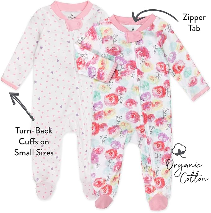 HonestBaby Sleep and Play Footed Pajamas One-Piece Sleeper Jumpsuit Zip-Front - Image 2