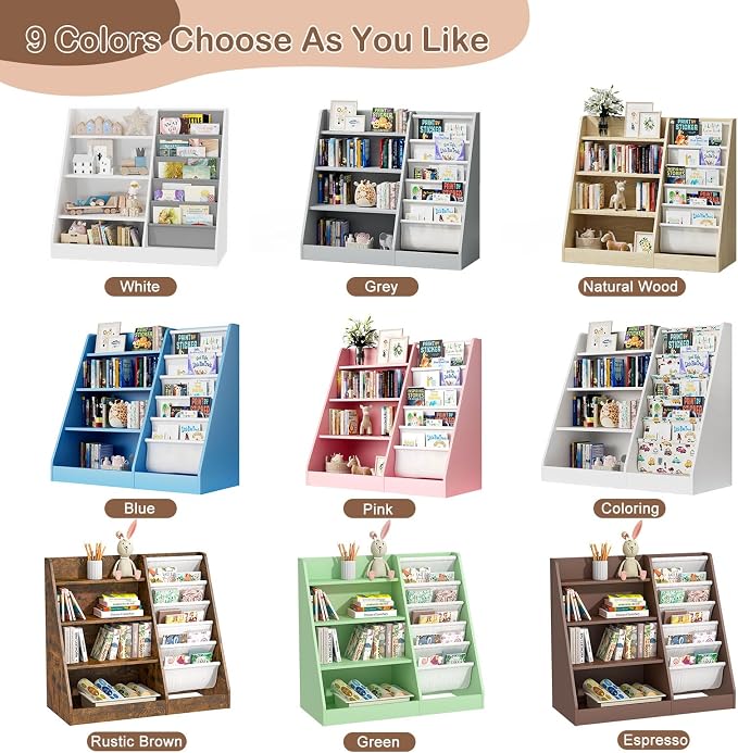 Kids Bookshelf for Bedroom Toddler Children Baby Bookcase 4-Tier for Nursery - Image 7