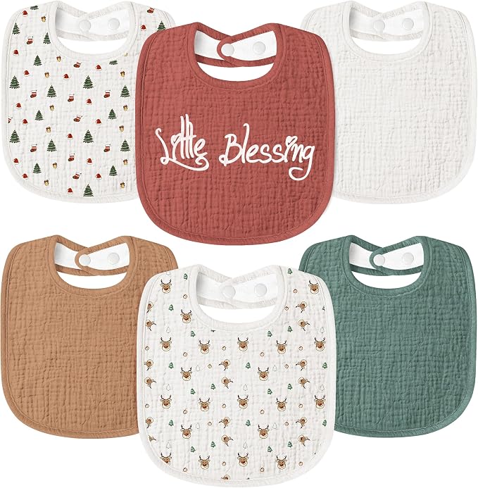 Susurration Muslin Baby Drool Bibs 6Pack Soft Square Adjustable Baby Bandana by Susurration