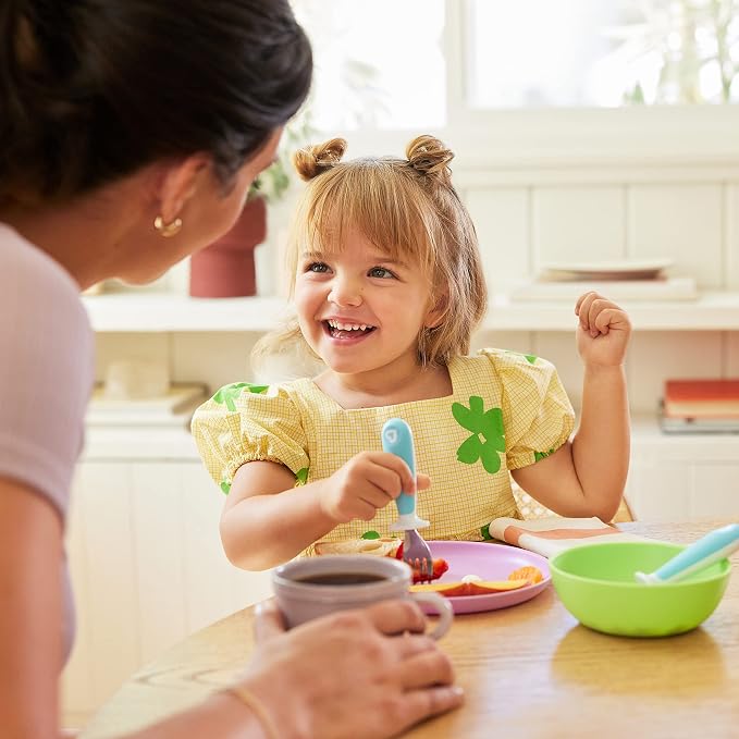 Munchkin® Raise™ Toddler Fork and Spoon Utensil Set, Rest Keeps Tip Off Table - Image 2