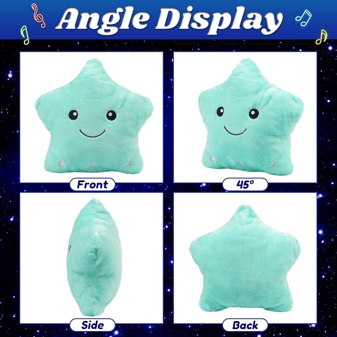Cuteoy 13" Musical Green Star Plush Pillow Glowing Twinkle Night Light Stuffed - Image 4