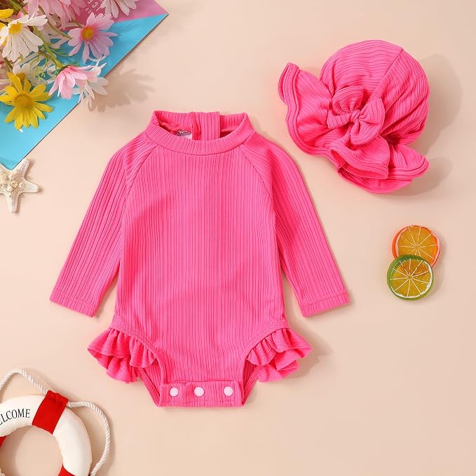 YOUNGER TREE Infant Baby Girls Swimsuit Long Sleeve Swimsuits One Piece - Image 2