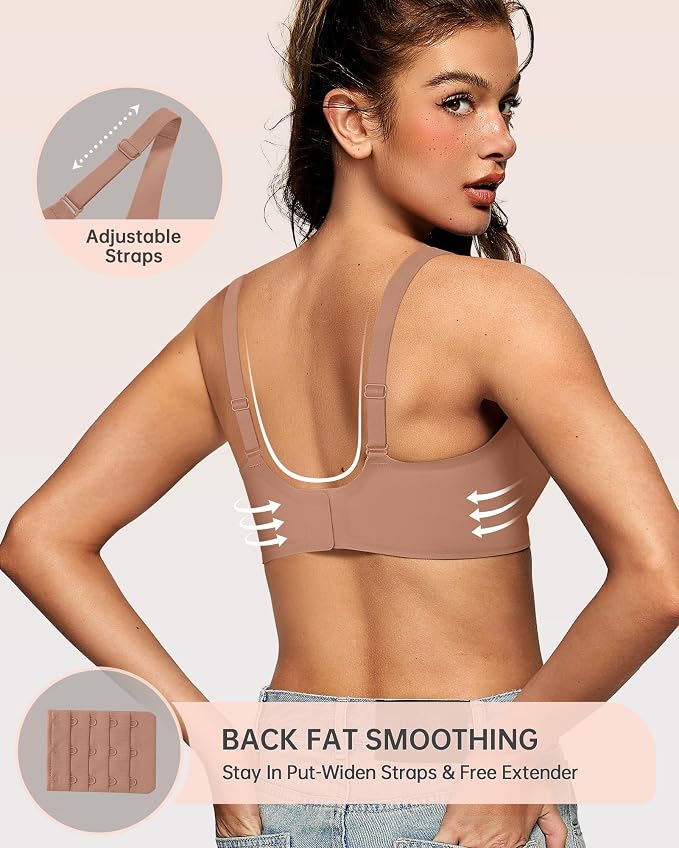 OEAK Womens Deep V Bras Wireless Comfortable Bra Supportive No Underwire Bras - Image 3