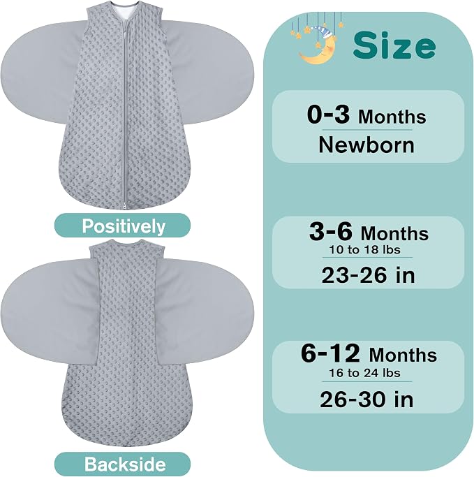Fleece Newborn Sleep Sack Baby Swaddle, 3-Way Adjustable Wearable Blanket - Image 5