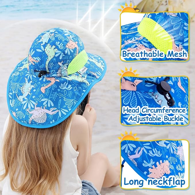 XIAOHAWANG Girls Sun Hat Baby Beach Hats Boys UPF 50+ Kids Summer Protection - Image 2