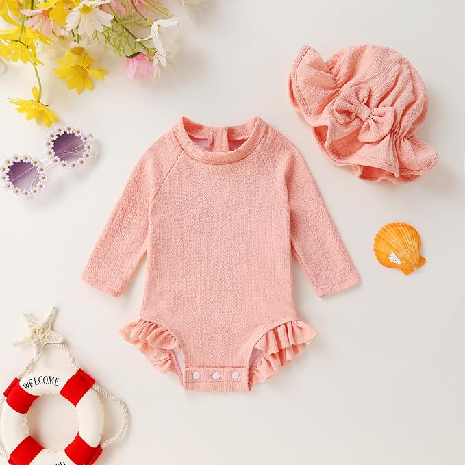 YOUNGER TREE Infant Baby Girls Swimsuit Long Sleeve Swimsuits One Piece - Image 2