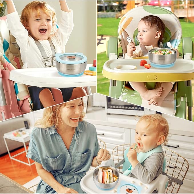 MR. CHOU Baby Bowls with Non-Slip Silicone Suction Cup, Insulated Double-Layer - Image 5