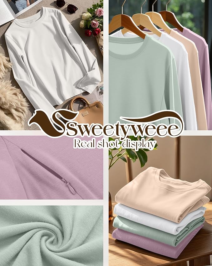 4 Pack Women's Nursing Breastfeeding Tops, Long Sleeve Maternity Shirts Loose - Image 3