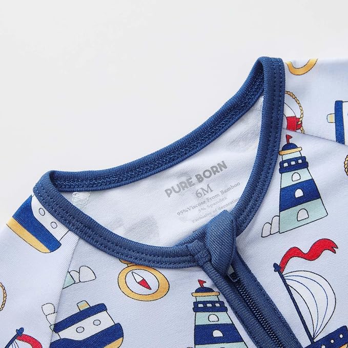 pureborn Baby Infant Boys Girls Sleeper Snug Fit Viscose from Bamboo Pajamas - Image 4