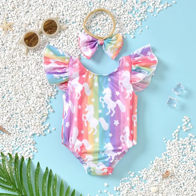 Toddler Girl Baby Ruffles Mermaid Fish Scale Swimsuit One Piece Swimwear - Image 8