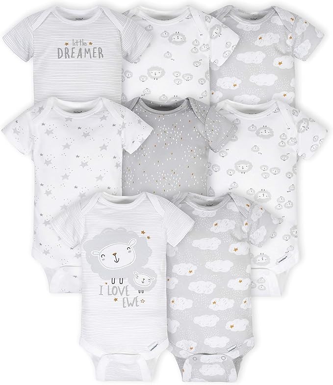 Gerber unisex-baby 8-pack Short Sleeve Onesies Bodysuits by Gerber