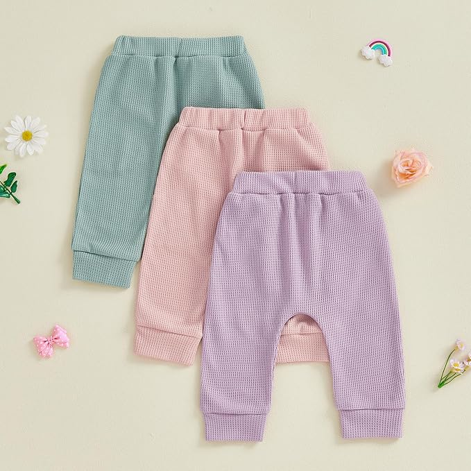 Sejardin Toddler Baby Boy Girl Pants 3 Pack Solid Color Elastic Waist Jogger - Image 5