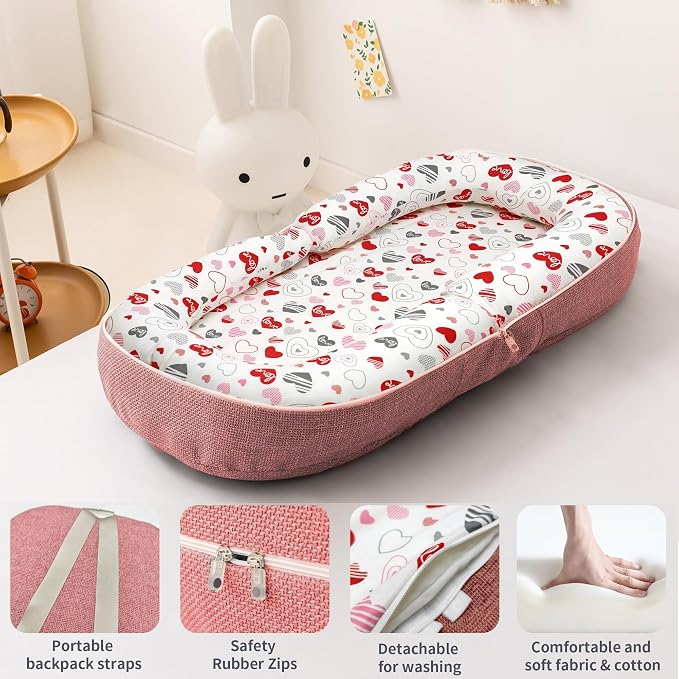 Baby Lounger, Foldable Infant Nest Pillow - Image 5