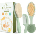 Yoofoss 4 Piece Baby Hair Brush and Comb Set，Wooden Baby Hair Brush by YOOFOSS