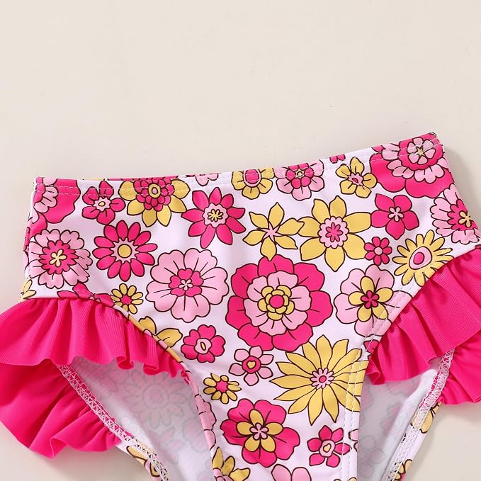 YOUNGER TREE Toddler Girls Two Pieces Swimsuit Color Block Stripe Swimwear - Image 5