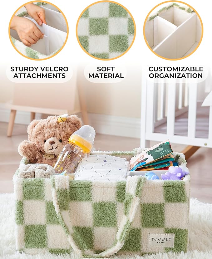 Checkered Diaper Caddy Organizer - Image 4