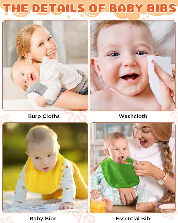 JaGely 30 Pack Baby Muslin Bandana Bibs Multicolor Solid Unisex Waterproof - Image 4