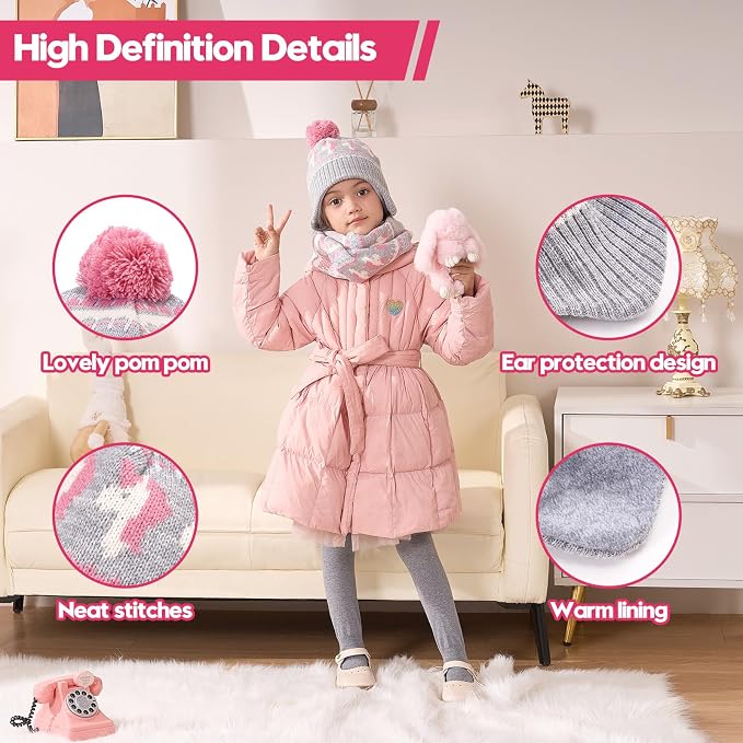 Moon Kitty Baby Girls Earflaps Knit Hats Infant Baby Beanies6-12Months - Image 3
