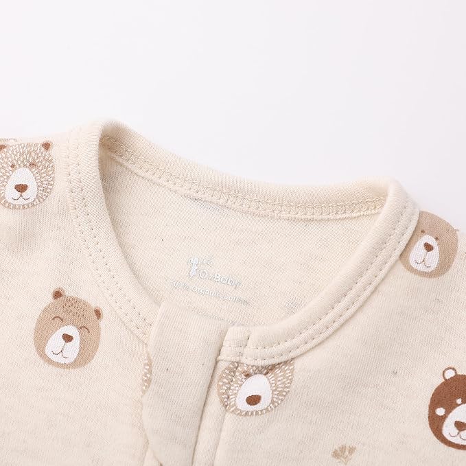 O2 BABY Baby Boys Girls Organic Cotton Zip-Front Sleeper Pajamas, Footed Sleep - Image 4