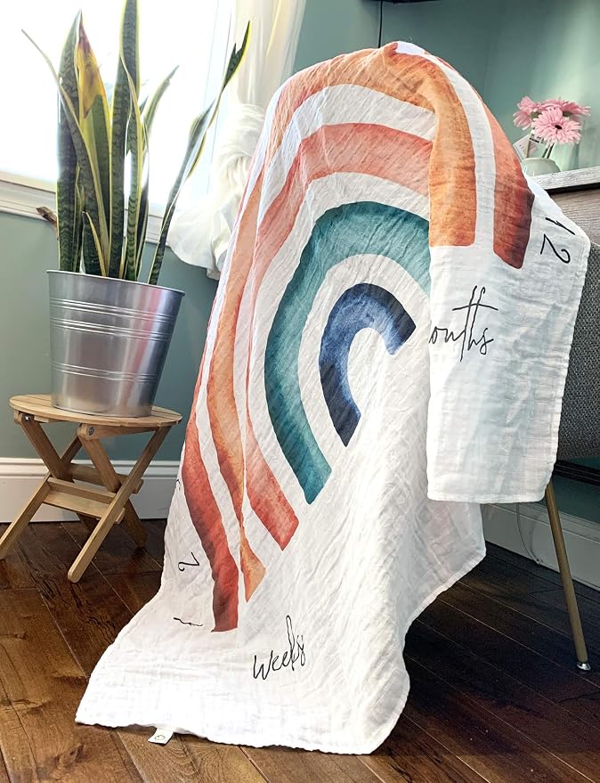 100% Organic Cotton Muslin Monthly Baby Milestone Blanket - Image 5