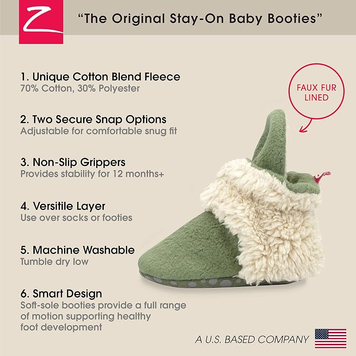 Zutano Unisex Fleece Baby Booties, Two Snap Closure, Newborn to 24 Months - Image 3