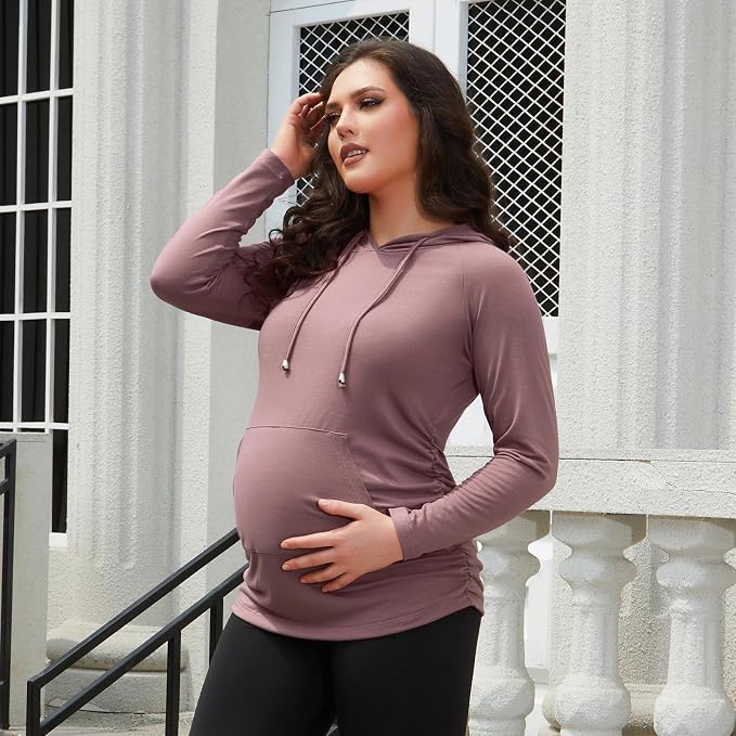 GINKANA Maternity Hoodie Long Sleeves Shirts Casual Maternity Top Pregnancy - Image 2