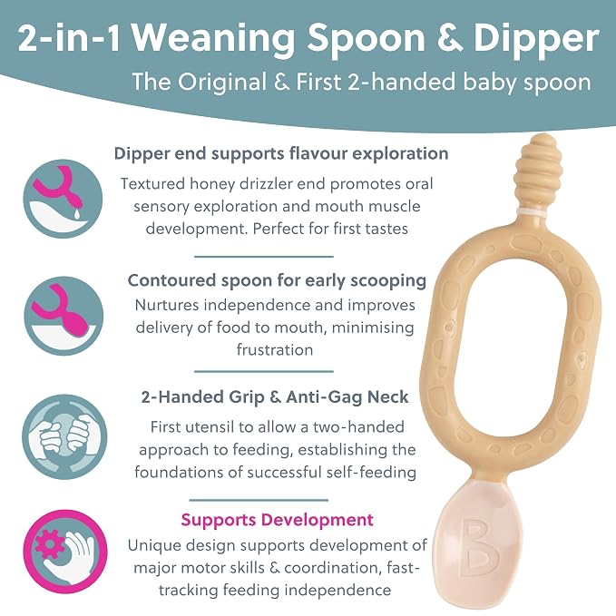 Bibado - Dippit Baby Spoon and Dipper, Fawn - Soft, Chewable Dipper & Deep - Image 4