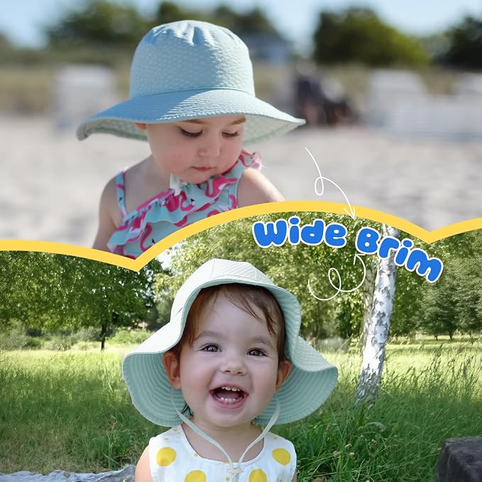 HONGTEYA Baby Sun Hat Toddler Girl Beach Hat Adjustable Outdoor Summer Hat UPF - Image 4