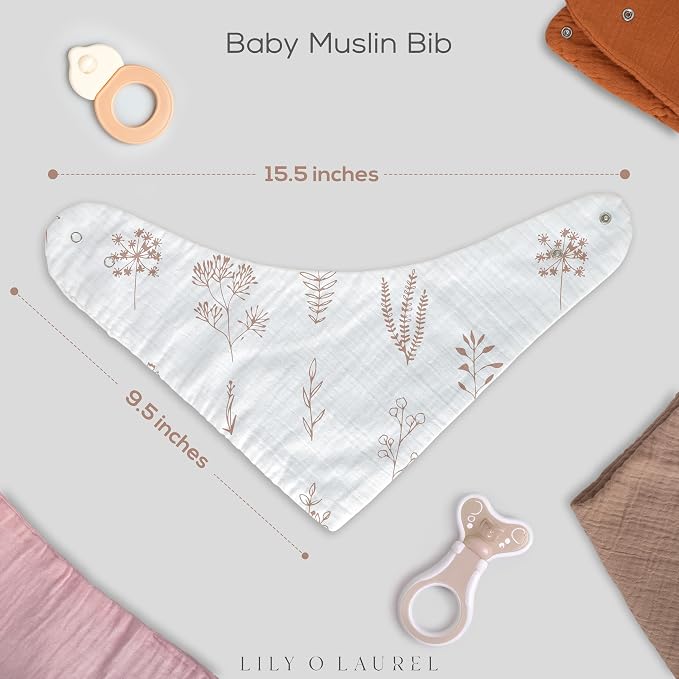 Muslin Baby bibs for drooling and teething, 100% cotton, Bibs for baby girl - Image 3
