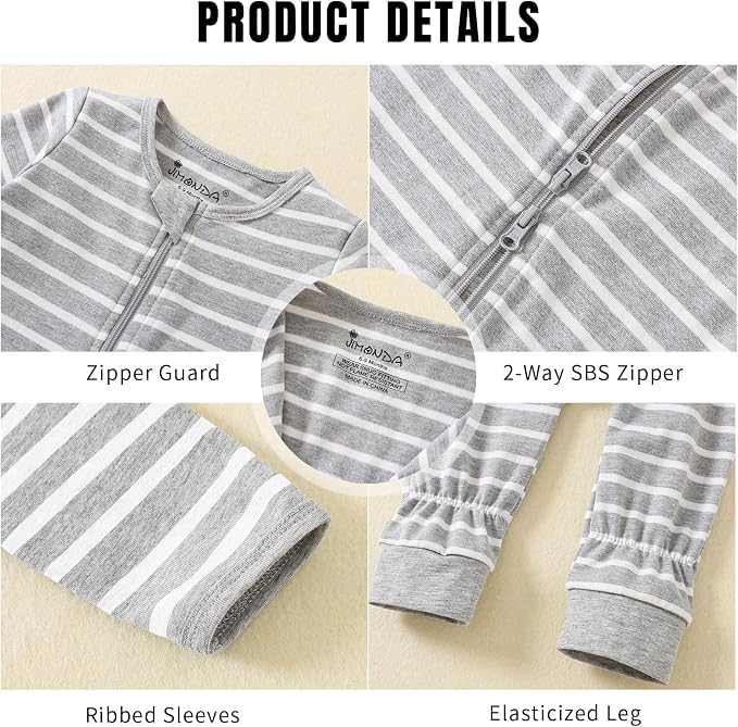 Jimonda Baby Sleeper Rompers, Unisex Boys Girls Zip-Front Pajamas One-Piece - Image 4