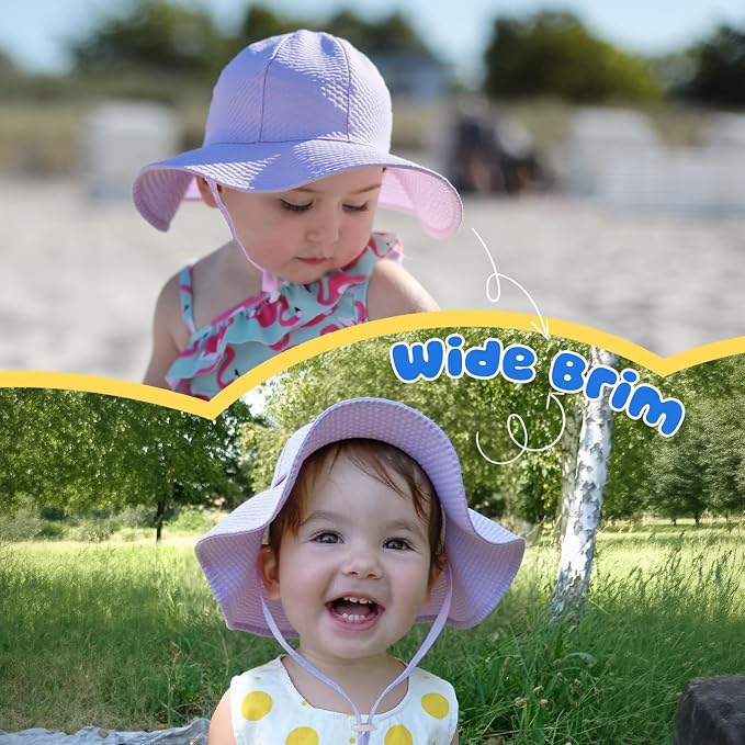 HONGTEYA Baby Sun Hat Toddler Girl Beach Hat Adjustable Outdoor Summer Hat UPF - Image 4