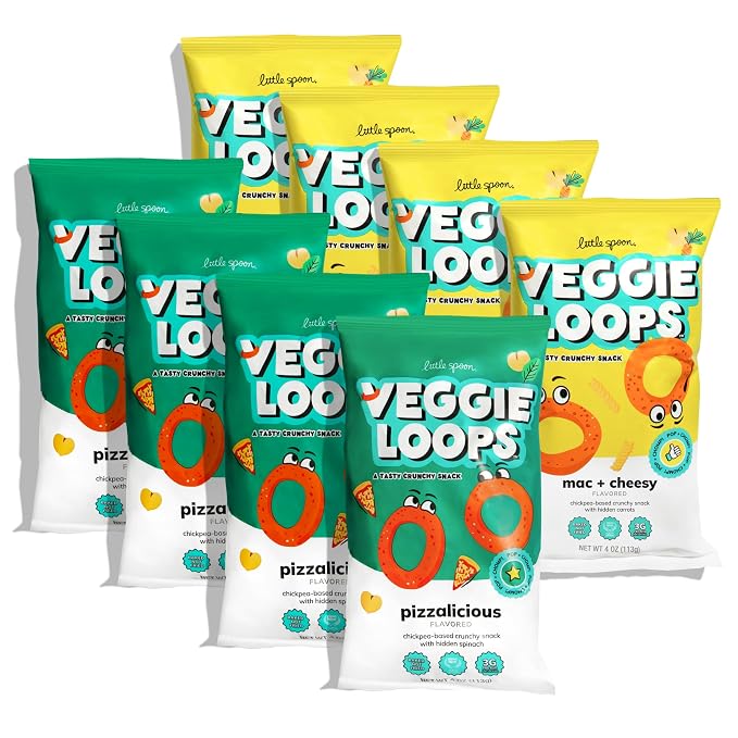 Little Spoon Veggie Loops Duo – Mac N Cheese & Pizzalicious Flavors – Baked by LittleSpoon