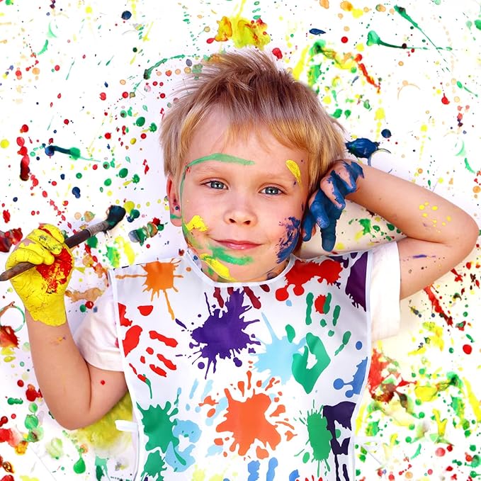 SATINIOR 2 Pieces Kids Art Smock Toddler Apron Waterproof Painting Artist Apron - Image 6