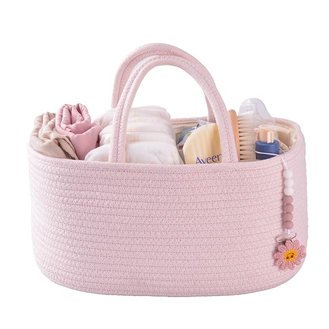 Baby Diaper Caddy Organizer for Girl Boy Rope Nursery Storage Bin Basket by XUANGUO