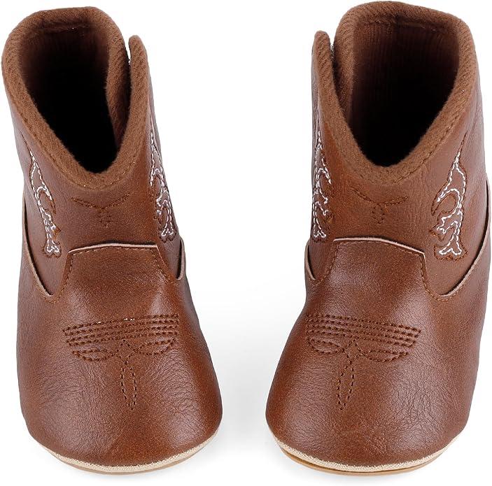 MK MATT KEELY Leather Western Boots Cowboy Bootie Soft Sole Non-Slip Crib Shoes - Image 6