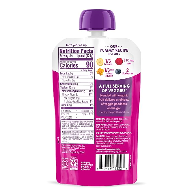 Happy Tot Organics Stage 4 Baby Food Pouches, Gluten Free, Vegan Snack - Image 3