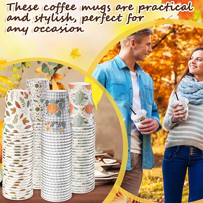 Lallisa 100 Sets Fall Thanksgiving Coffee Cup Bulk - Image 6