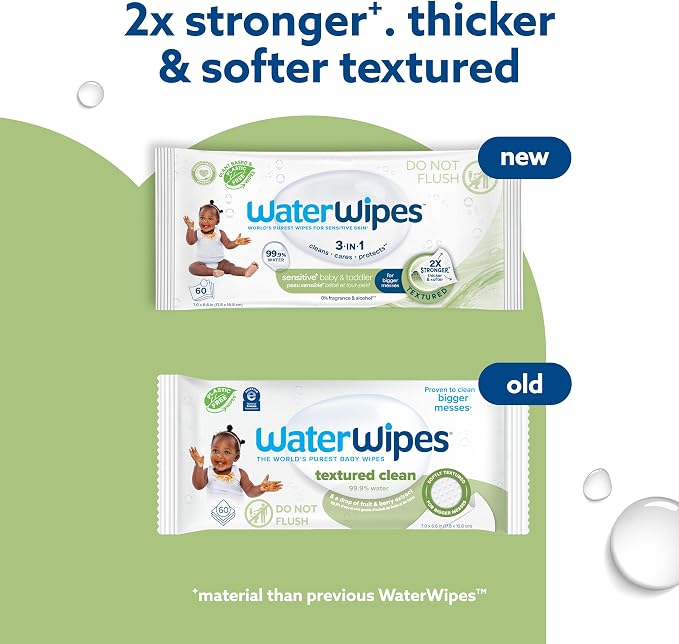 WaterWipes Sensitive+ Baby & Toddler Wipes, 3-In-1 Cleans, 99.9% Water - Image 3