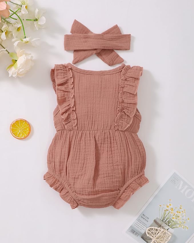 Renotemy Newborn Infant Baby Girl Clothes Rompers Summer Jumpsuits Short Sleeve - Image 3