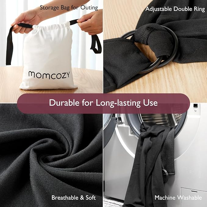 Momcozy Baby Wrap Carrier, Lightweight Hands Free Baby Sling, Adjustable Baby - Image 7