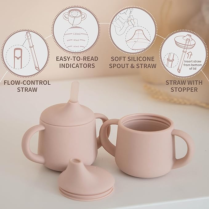 Moonkie Silicone Baby Sippy Cups | 3 Stages Training Cup Straw Cup - Image 3