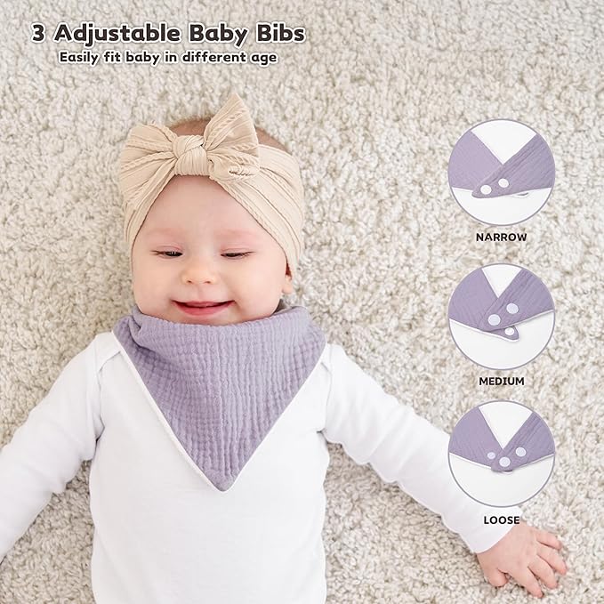Susurration Muslin Baby Drool Bibs 6Pack Soft Triangular Adjustable Baby - Image 4