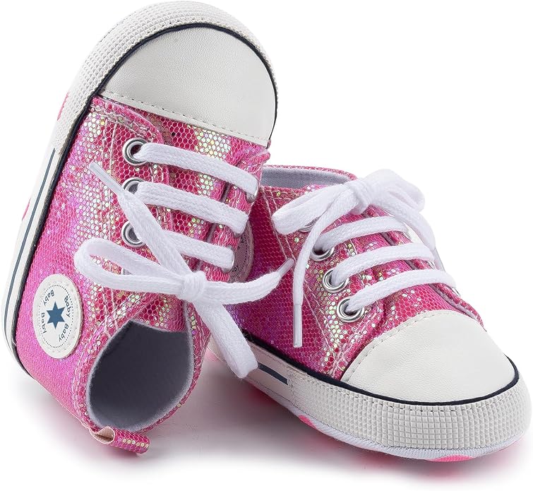 Meckior Baby Girls Boys Canvas Sneakers Soft Sole High-Top Ankle Infant First - Image 2