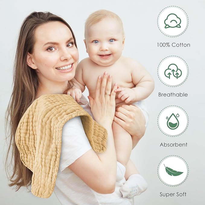 Muslin Burp Cloths 100% Cotton Large 20''x10'' Extra Soft and Absorbent Baby - Image 6